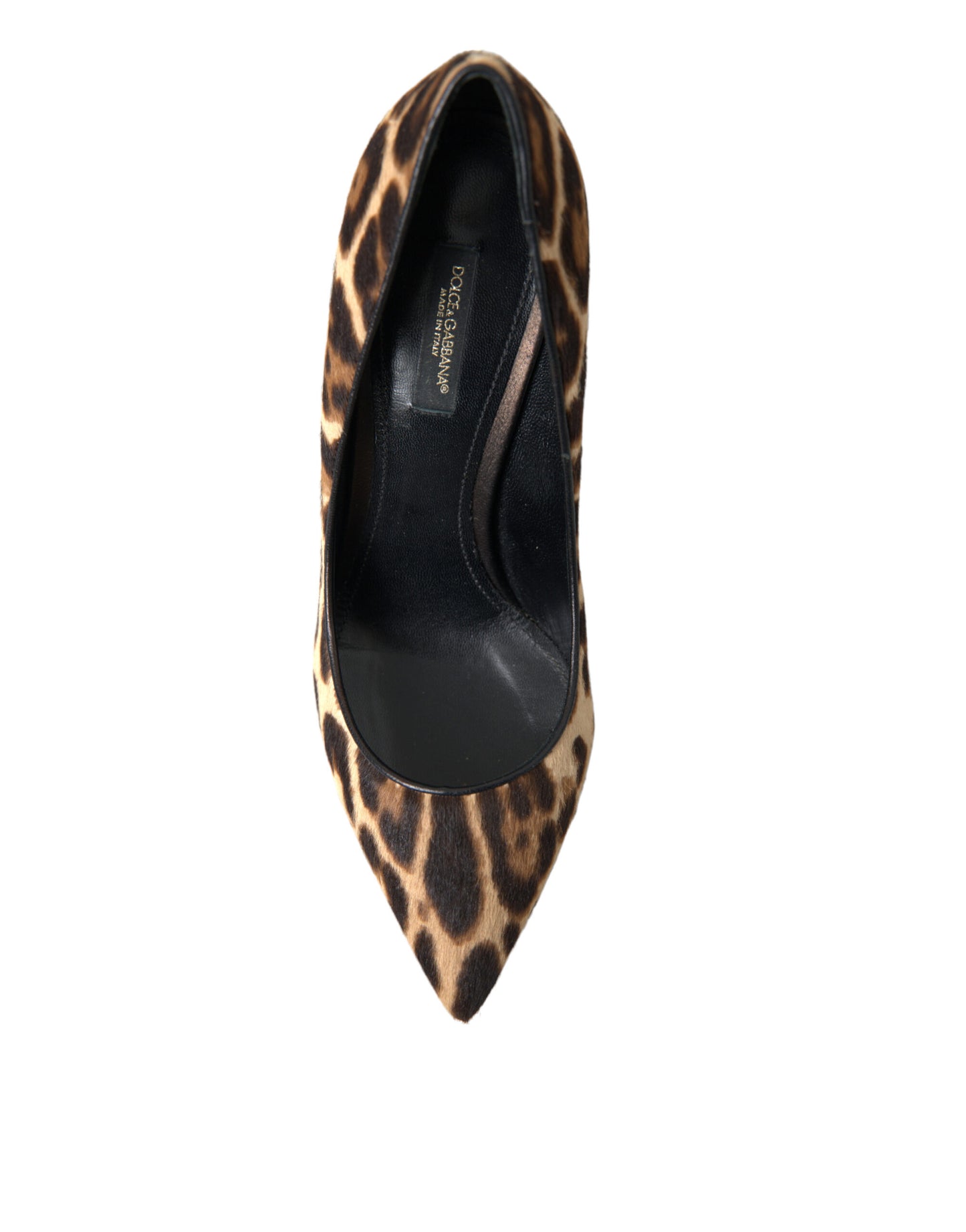 Scarpe con tacco in pelle di cavallino leopardo marrone