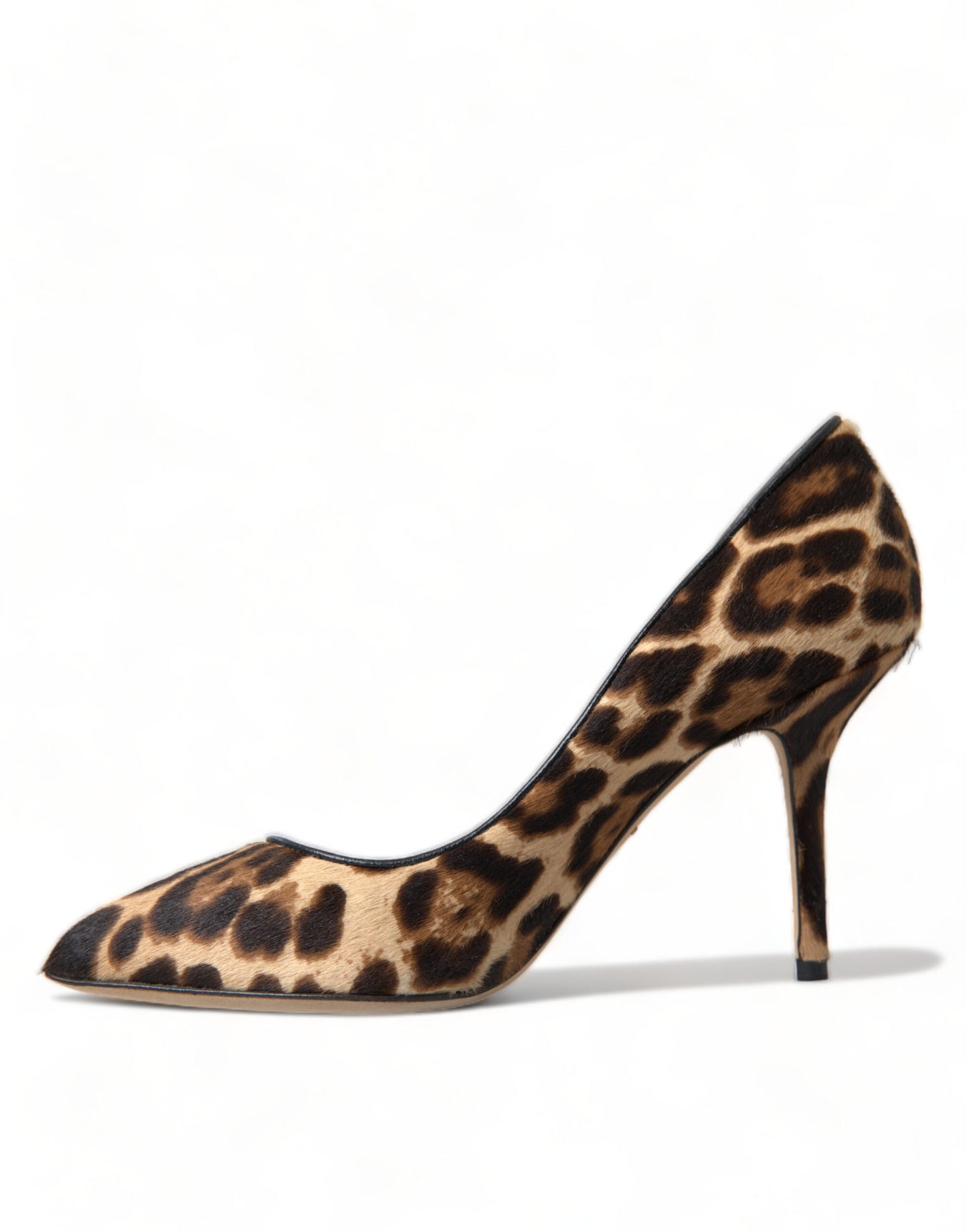 Scarpe con tacco in pelle di cavallino leopardo marrone