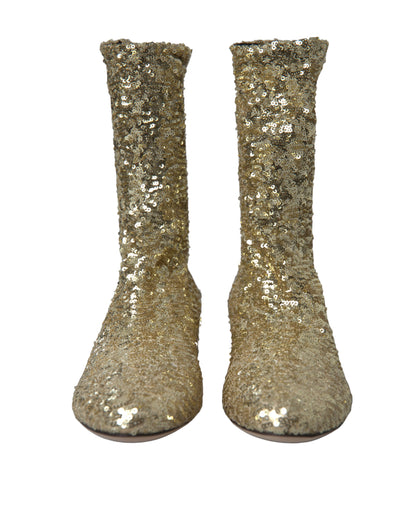 Elegante goldene Stiefel mit halbhohem Schaft, exklusives Design