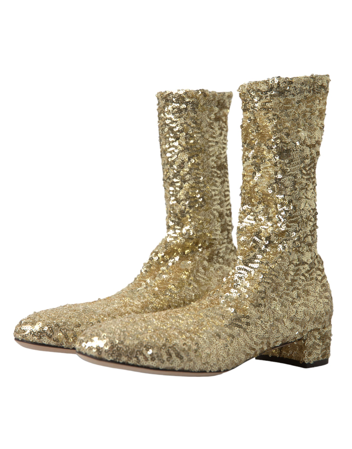 Elegante goldene Stiefel mit halbhohem Schaft, exklusives Design