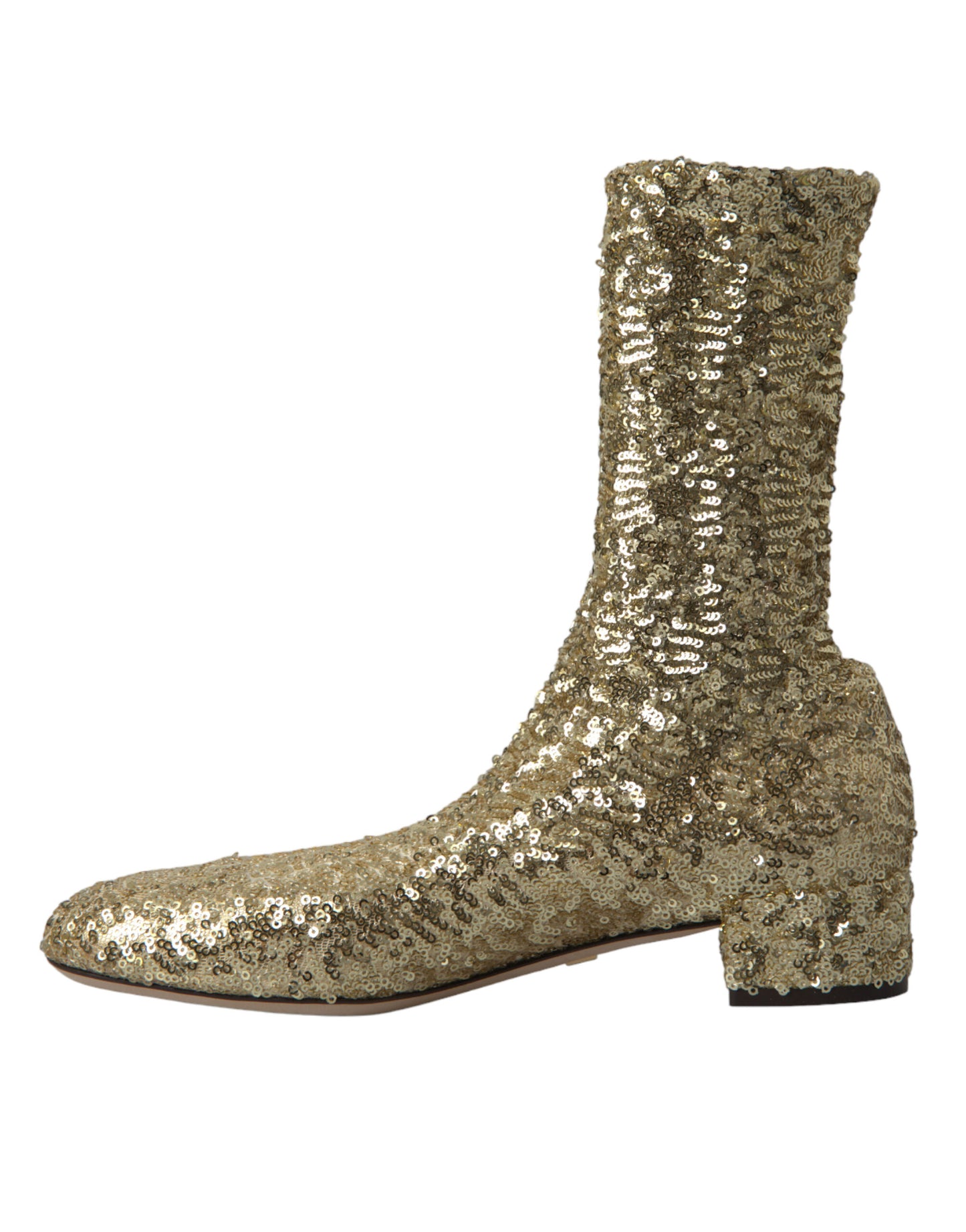 Elegante goldene Stiefel mit halbhohem Schaft, exklusives Design