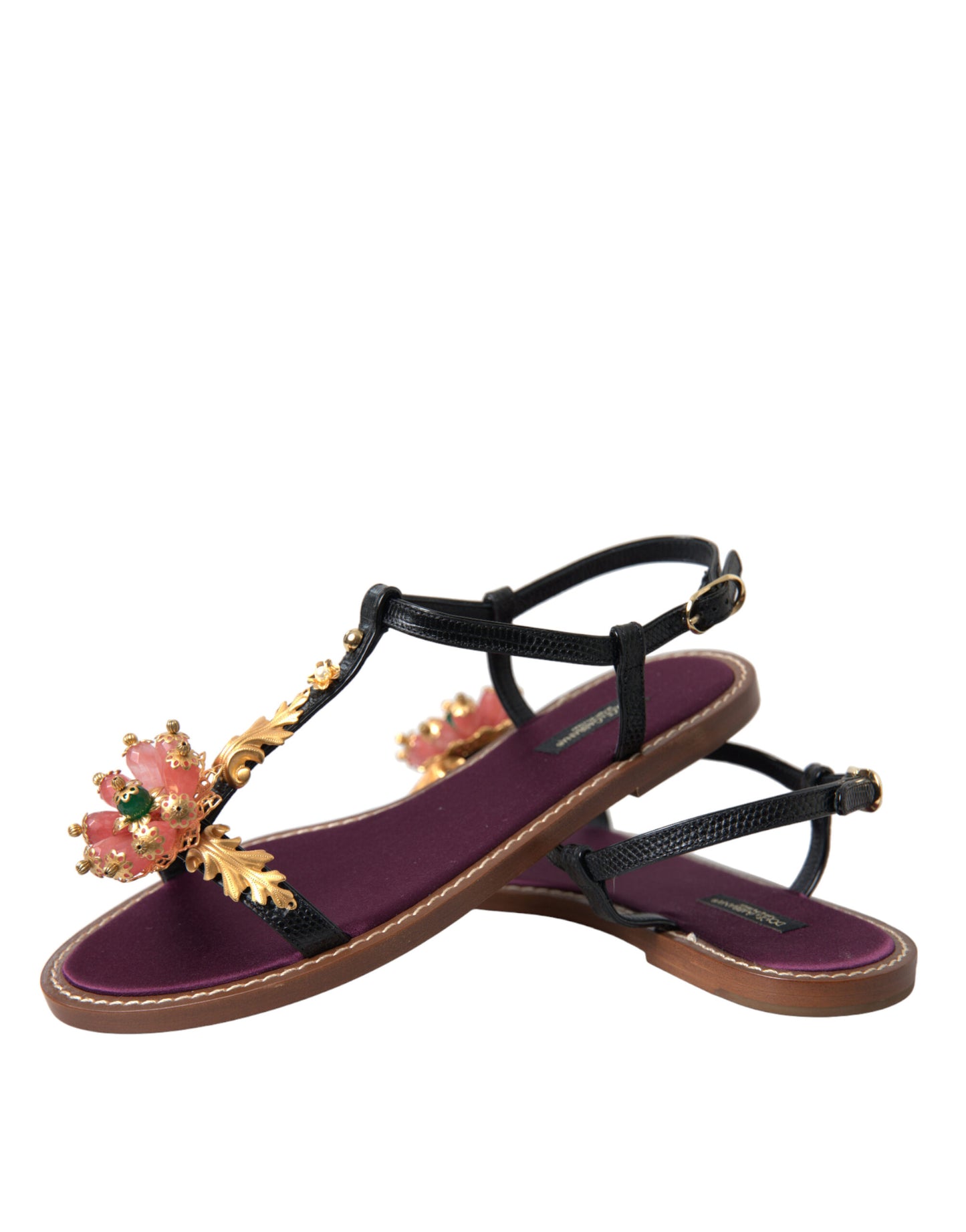 Elegant Crystal-Adorned Flat Sandals