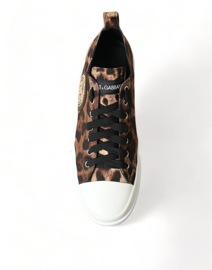 Scarpe da ginnastica in tela leopardata marrone