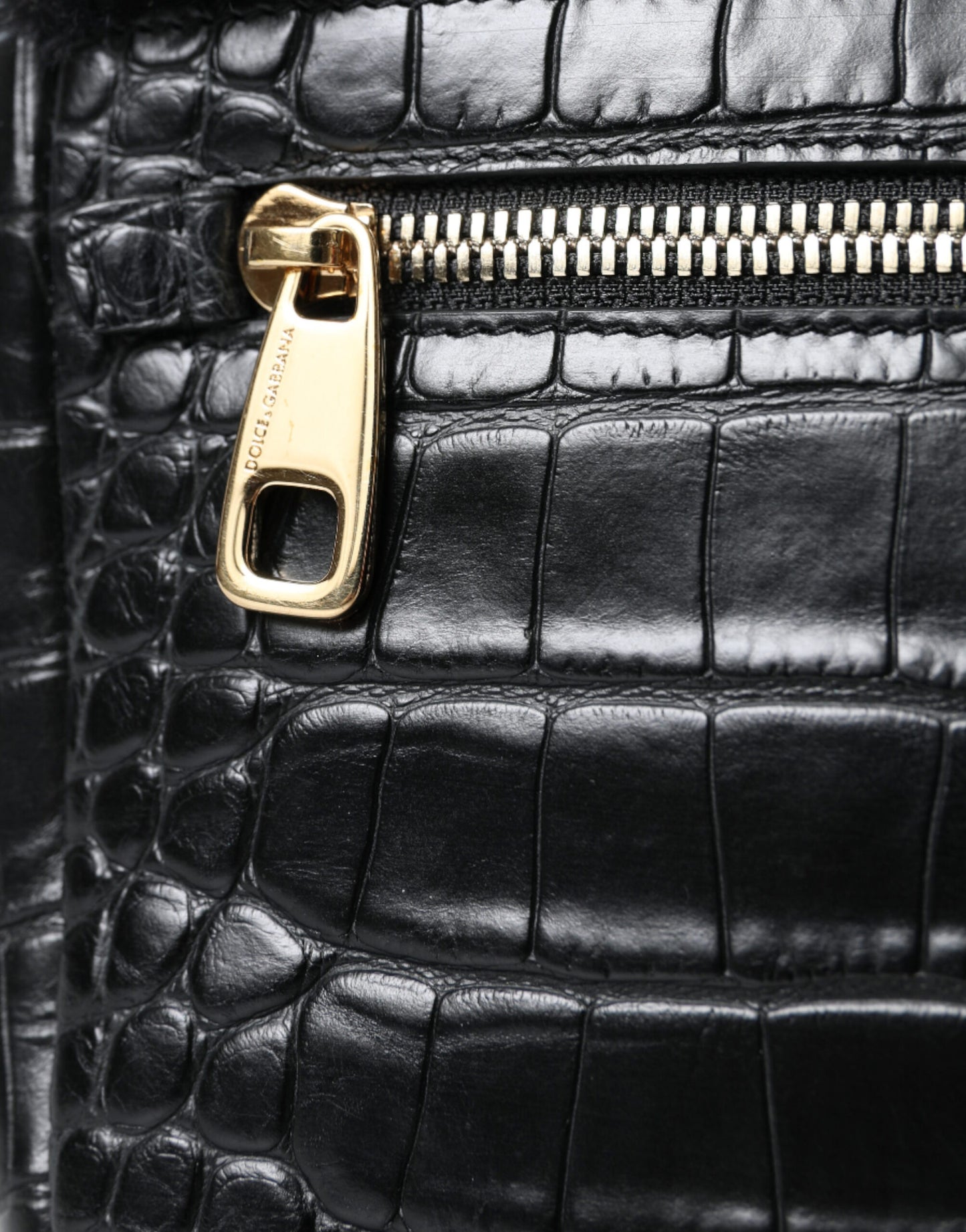 Dolce & Gabbana Exquisite Croc-Embossed Panther Shoulder Bag