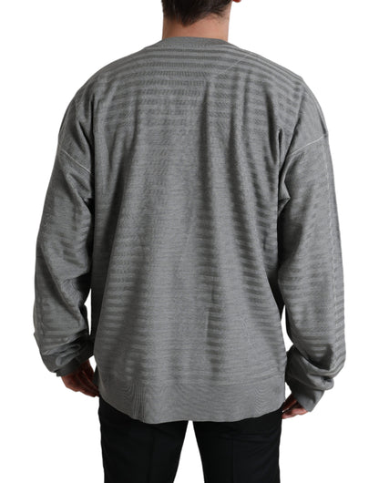 Maglione top in seta pullover girocollo grigio