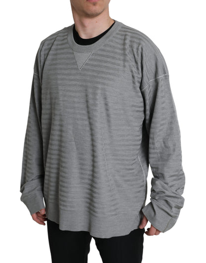 Maglione top in seta pullover girocollo grigio