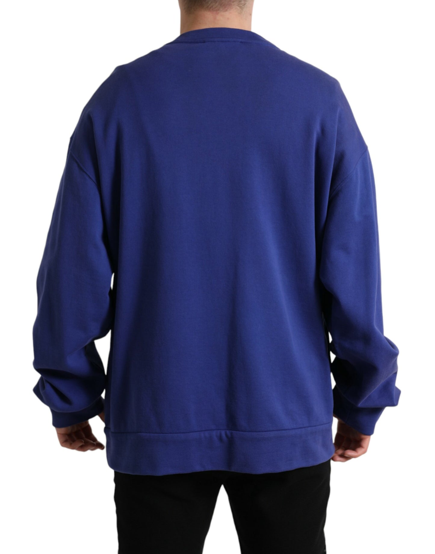 Maglione pullover girocollo in cotone blu royal