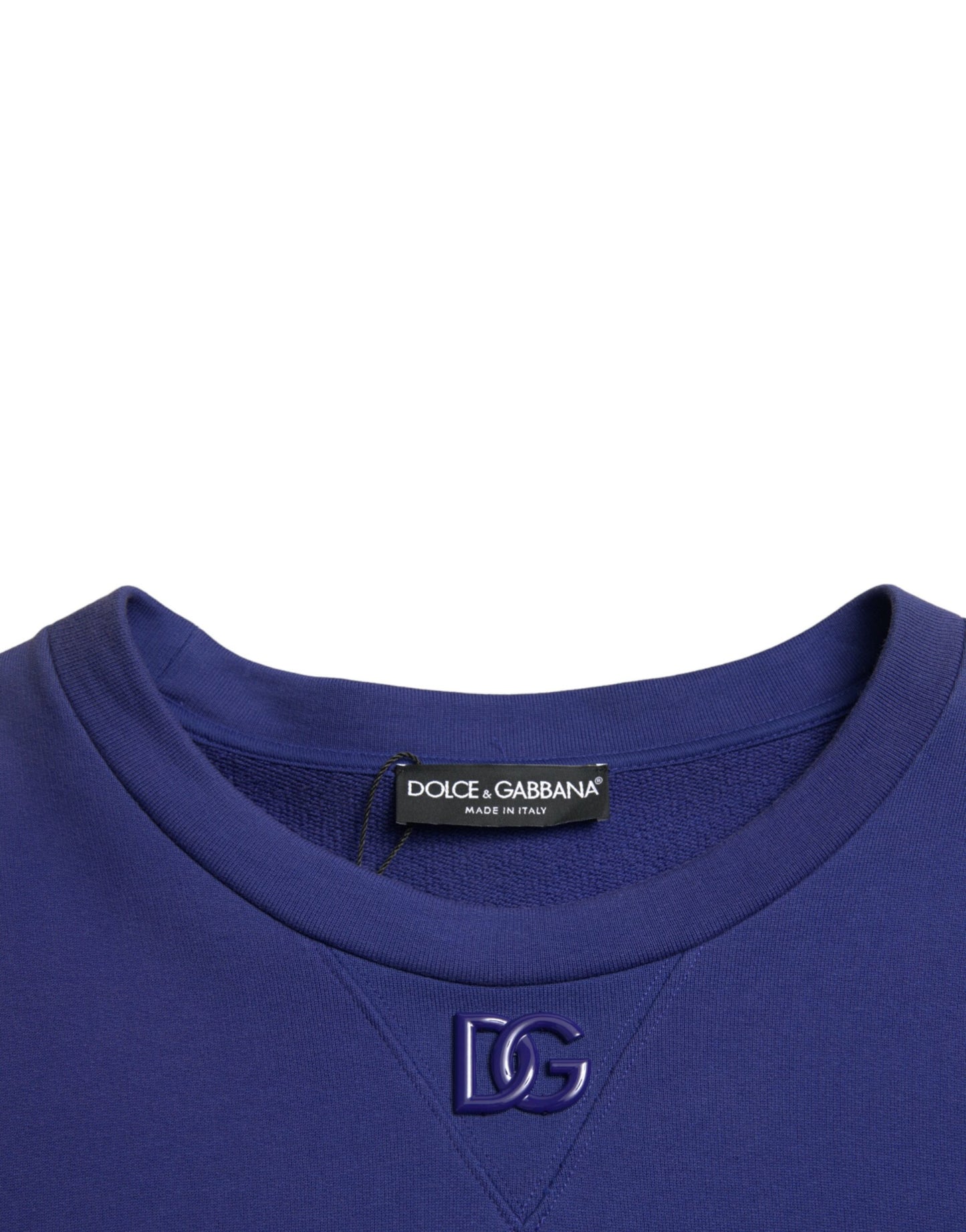 Maglione pullover girocollo in cotone blu royal