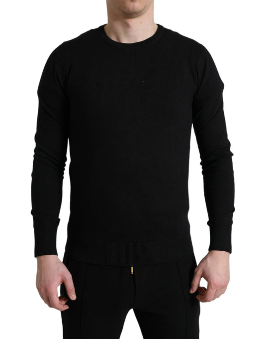 Maglione pullover da uomo girocollo in cotone nero