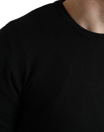 Maglione pullover da uomo girocollo in cotone nero