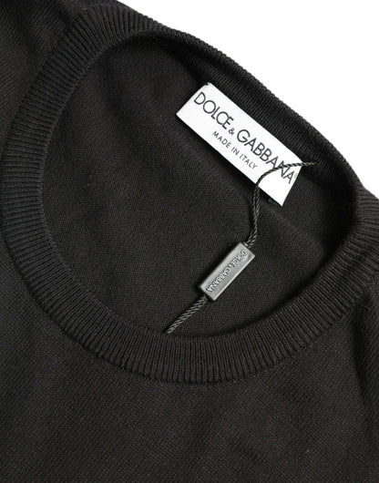 Maglione pullover da uomo girocollo in cotone nero