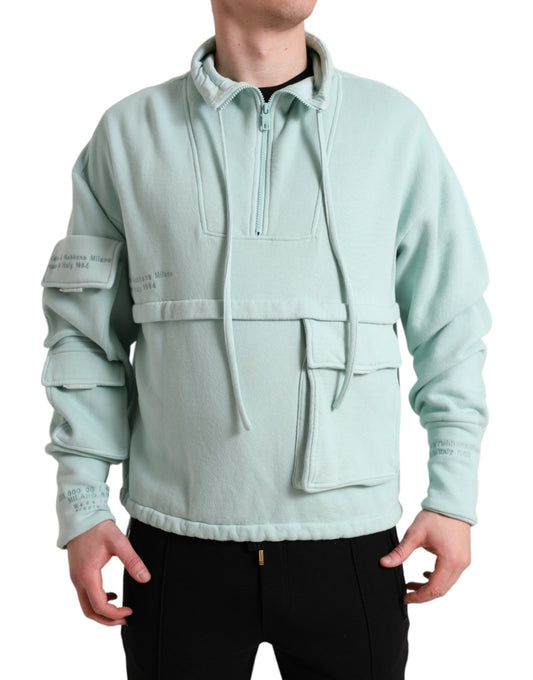 Maglione pullover con tasche in cotone verde menta