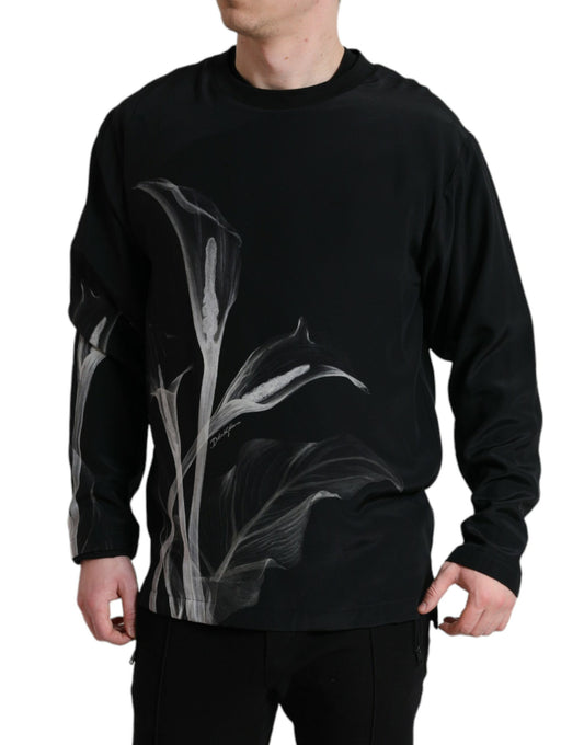 Dolce & Gabbana Floral Silk Crew Neck Sweater