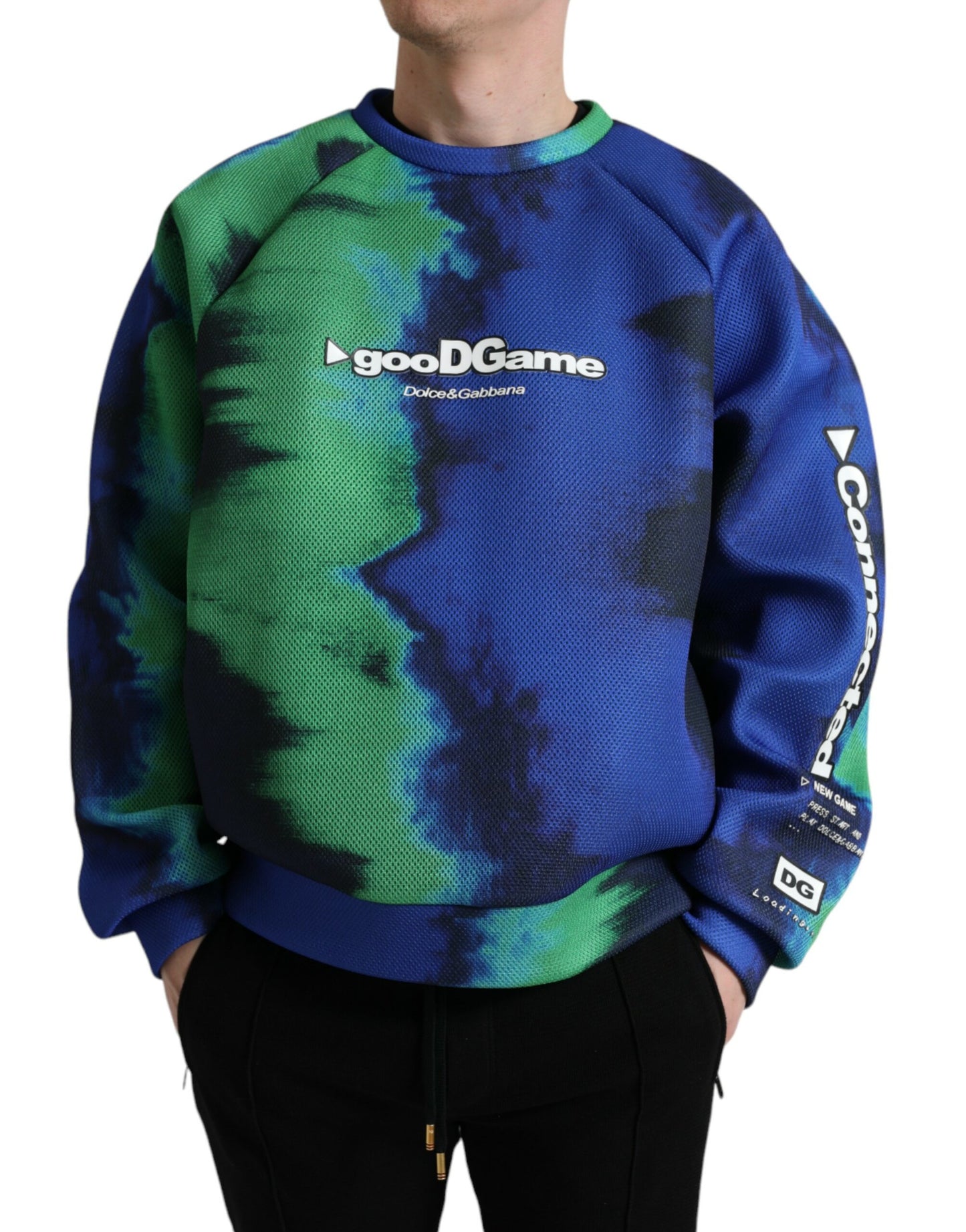 Maglione pullover girocollo con logo multicolor