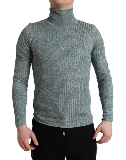 Maglione pullover dolcevita in poliestere verde