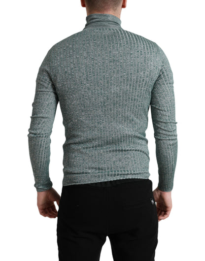 Maglione pullover dolcevita in poliestere verde