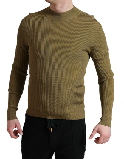 Maglione pullover girocollo in viscosa verde militare