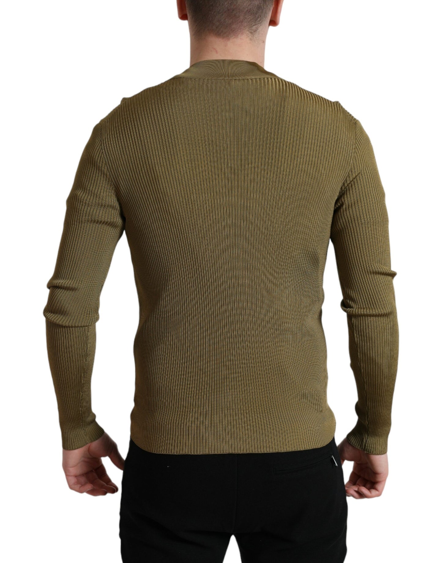 Maglione pullover girocollo in viscosa verde militare