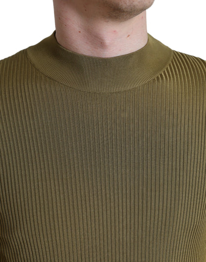 Maglione pullover girocollo in viscosa verde militare