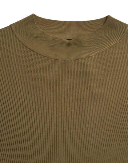 Maglione pullover girocollo in viscosa verde militare