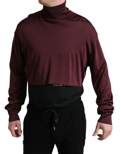 Kastanienbrauner Rollkragenpullover aus Viskose