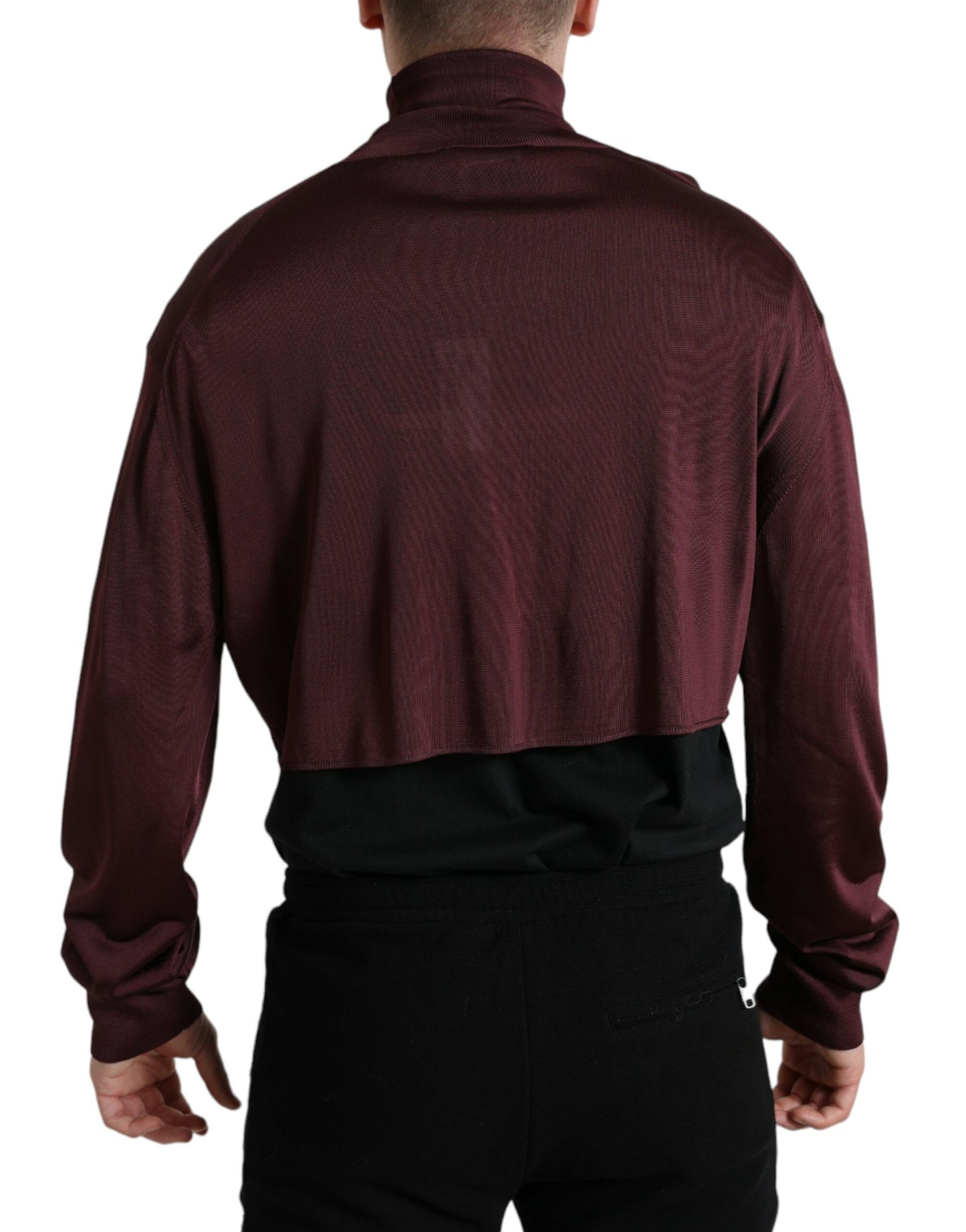 Kastanienbrauner Rollkragenpullover aus Viskose