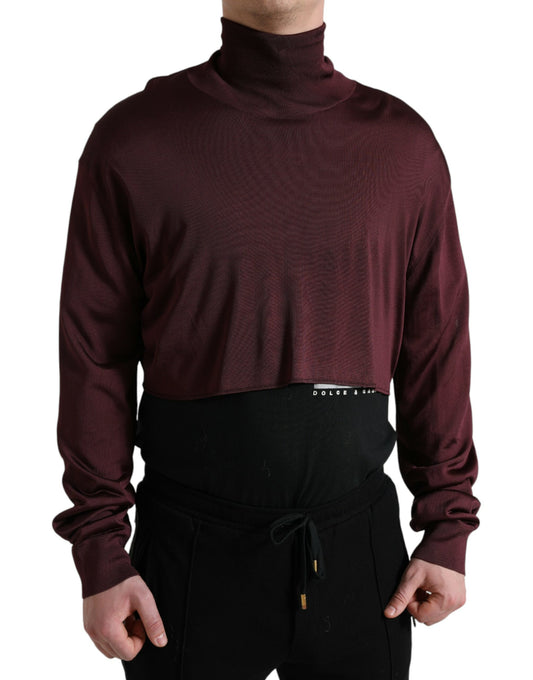 Maglione pullover dolcevita in viscosa marrone rossiccio