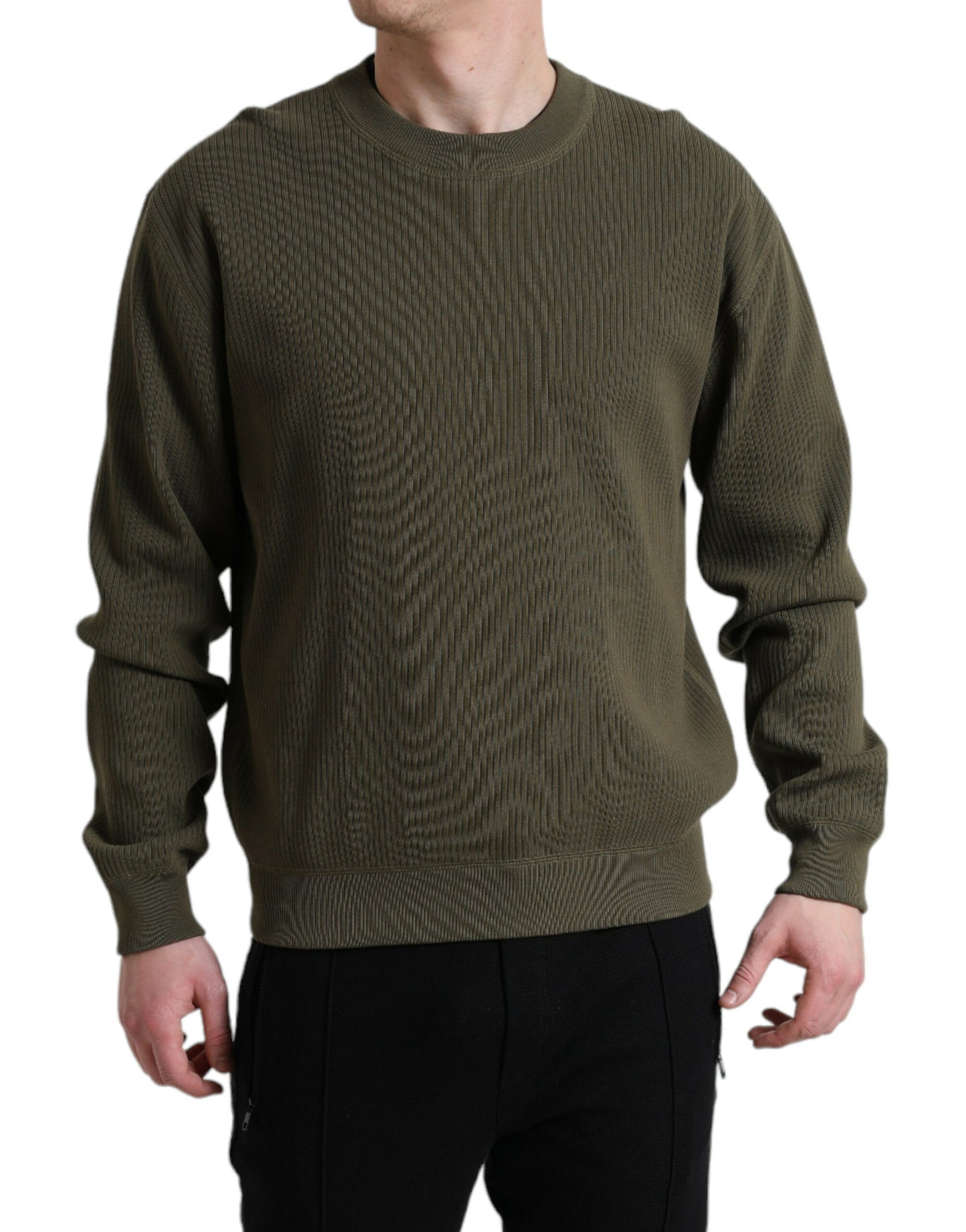 Maglione pullover da uomo girocollo in cotone verde