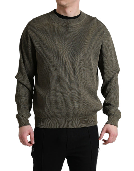 Maglione pullover da uomo girocollo in viscosa verde