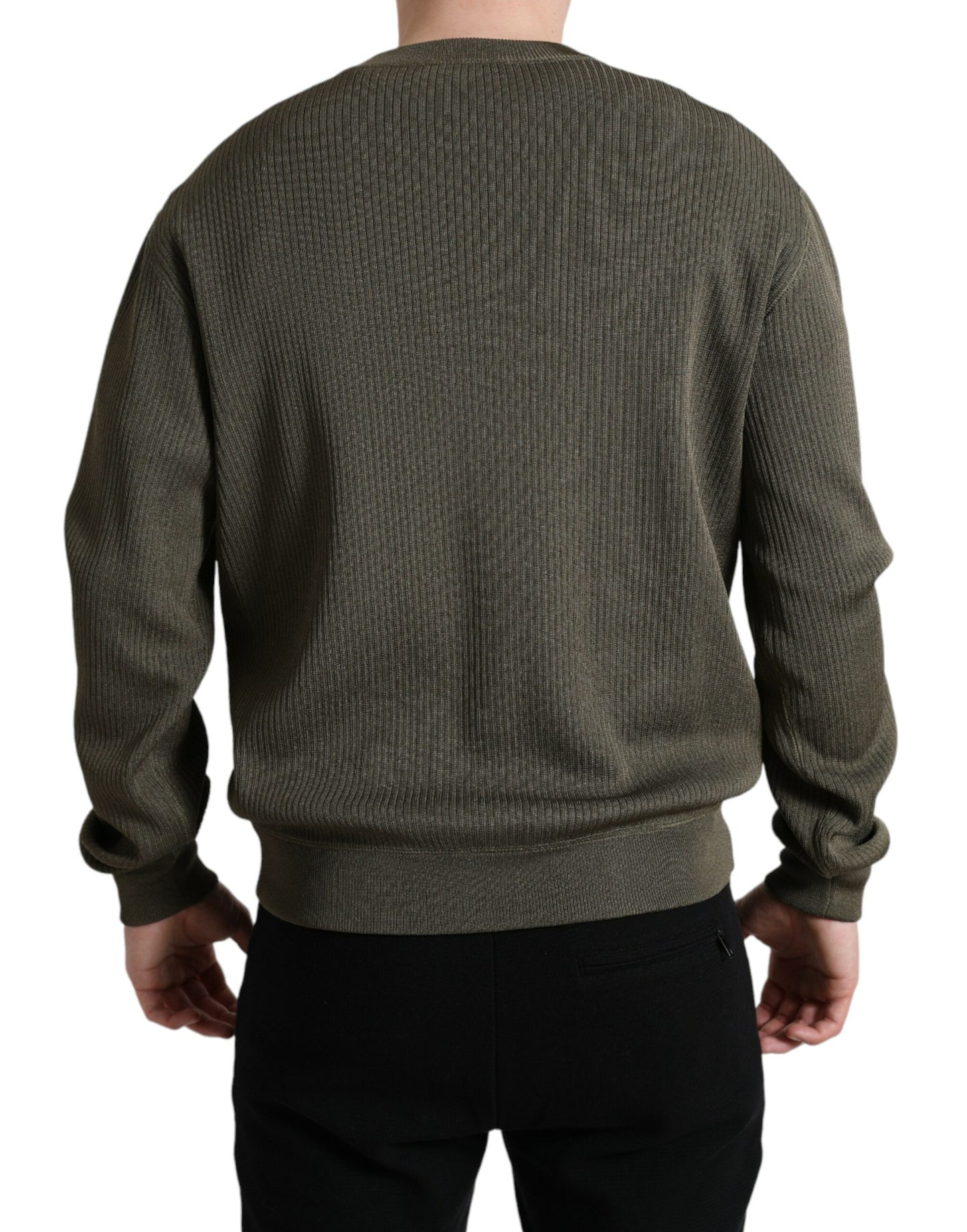 Maglione pullover da uomo girocollo in viscosa verde