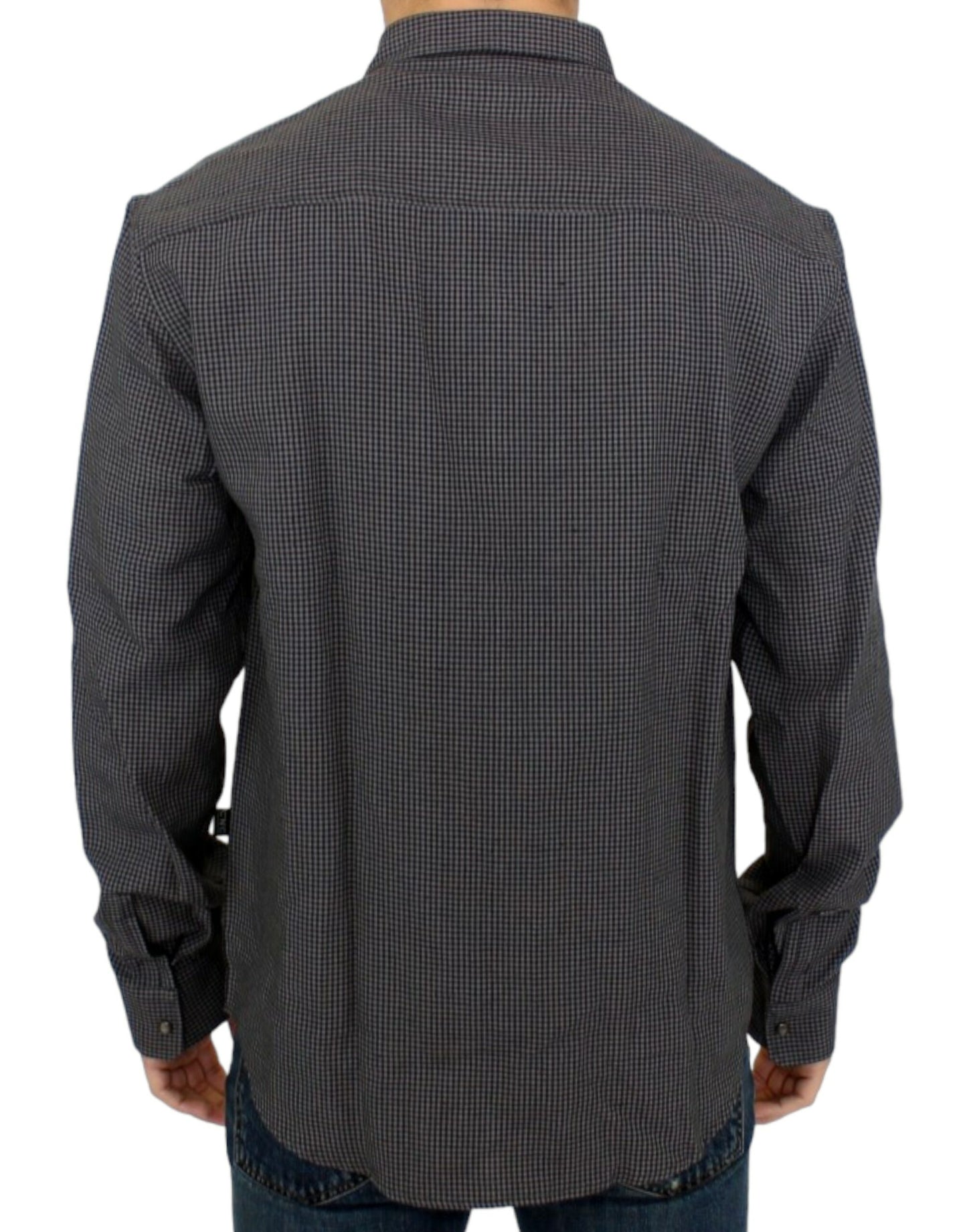 Costume National Chic Gray Checked Casual Linen Blend Shirt