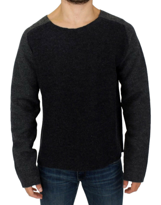 Costume National Chic Gray Wool Crewneck Sweater