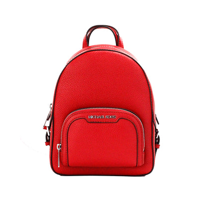 Borsa zaino con tasca con zip Jaycee Mini XS in pelle martellata rosso brillante