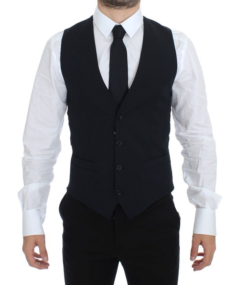 Dolce & Gabbana Elegant Blue Wool Dress Vest