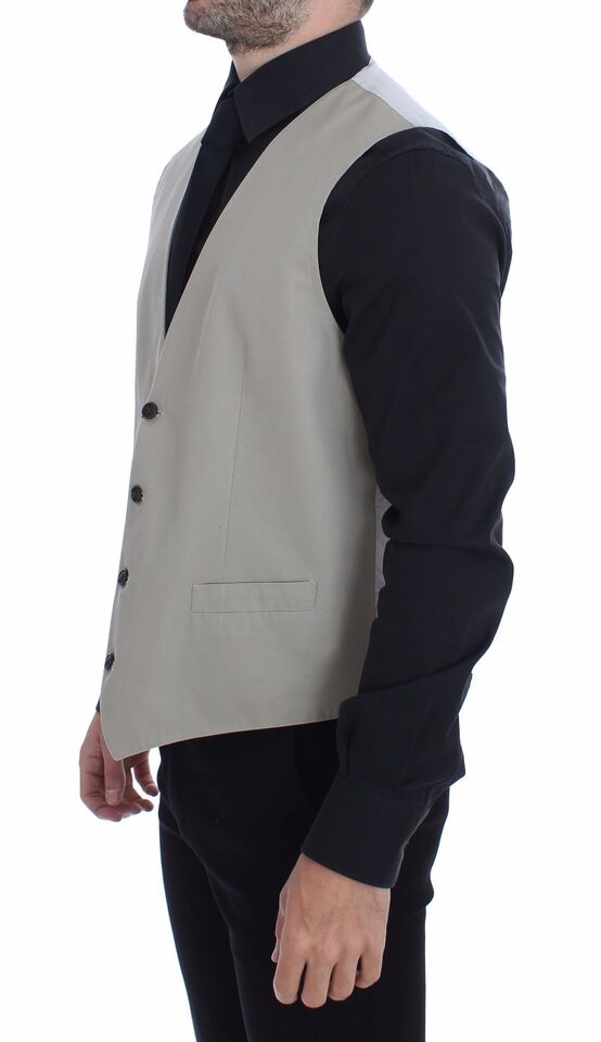 Blazer gilet in misto cotone e seta beige