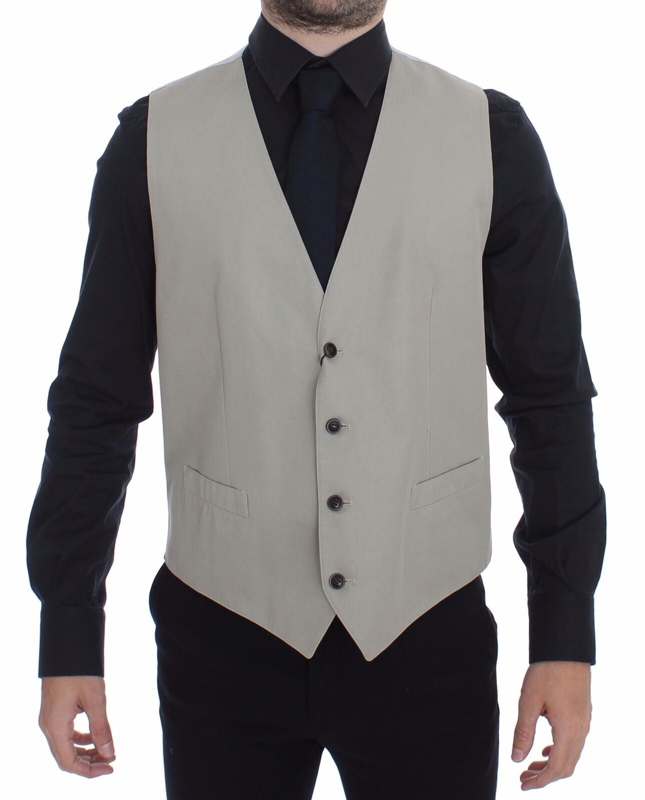 Blazer gilet in misto cotone e seta beige