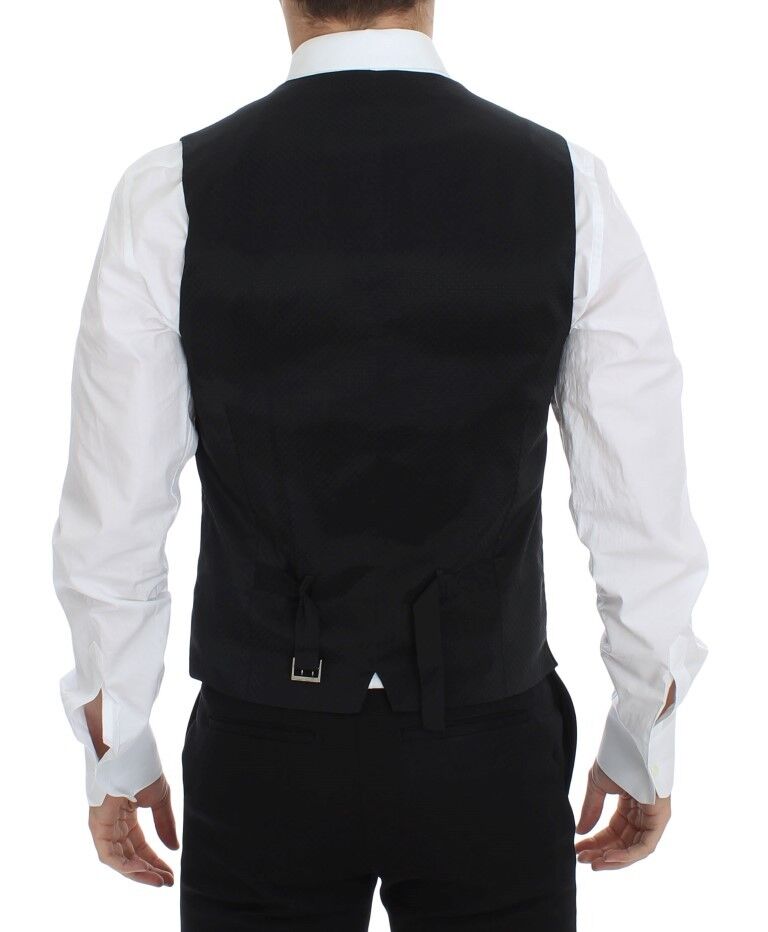 Dolce & Gabbana Elegant Black Wool Silk Dress Vest