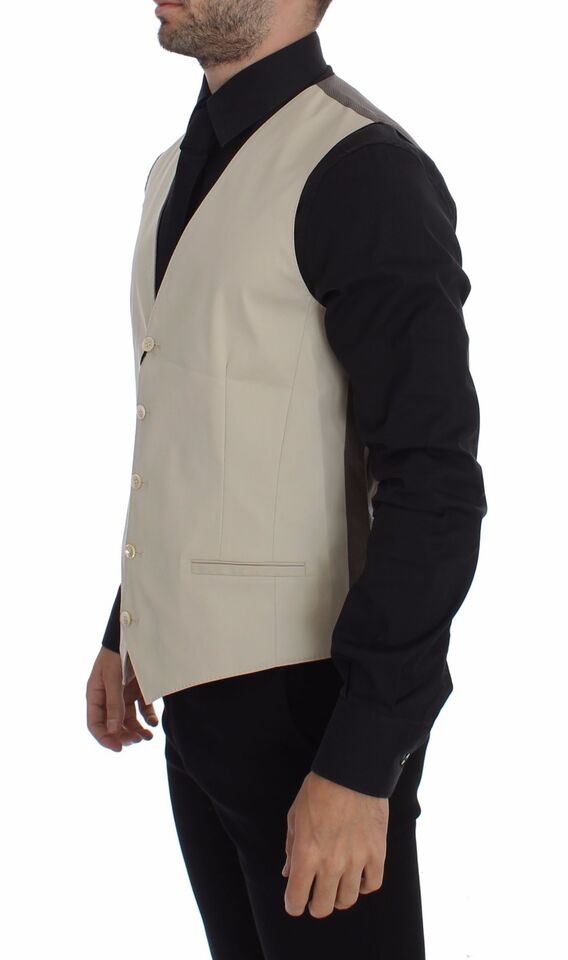 Blazer gilet in cotone elasticizzato beige