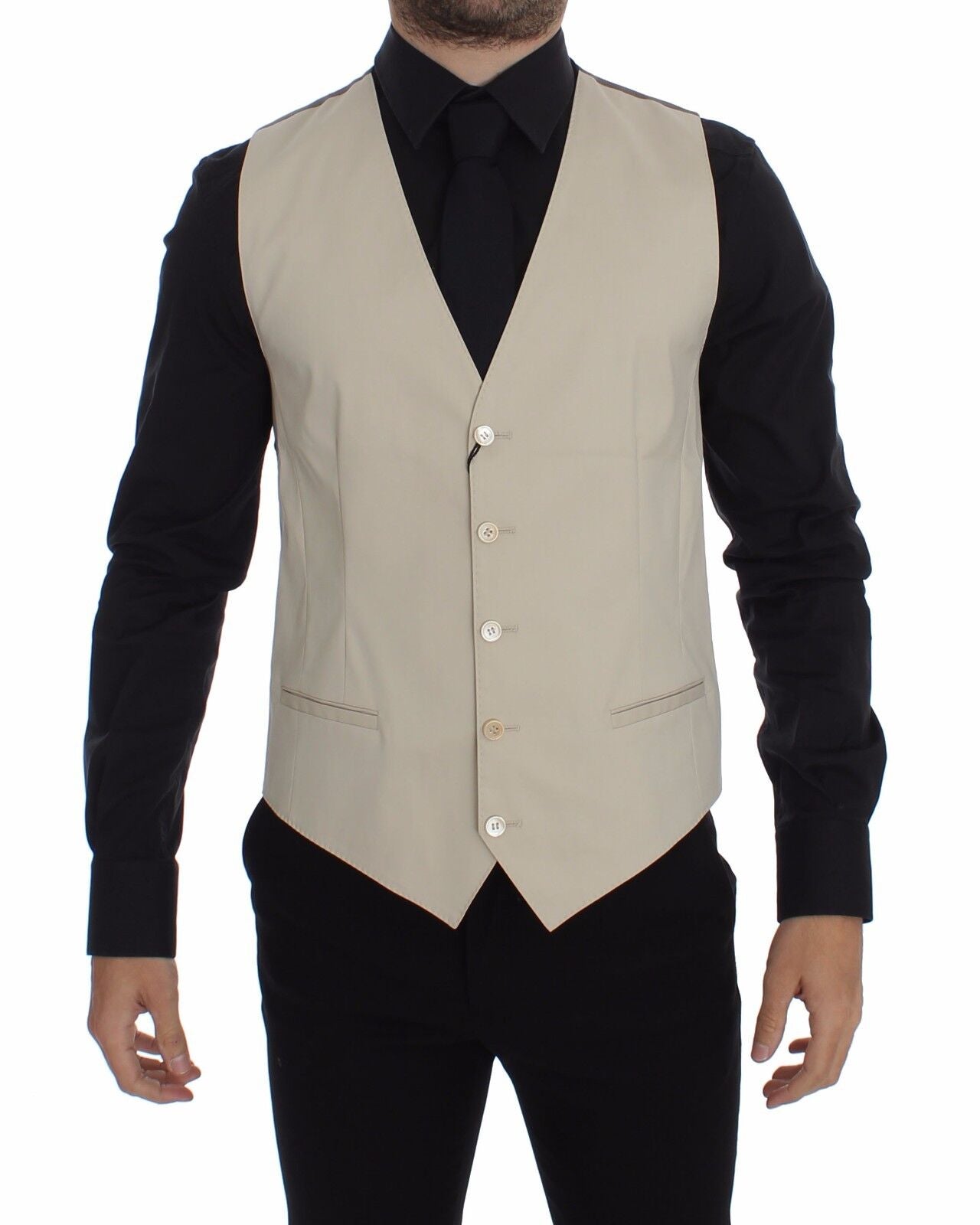 Blazer gilet in cotone elasticizzato beige