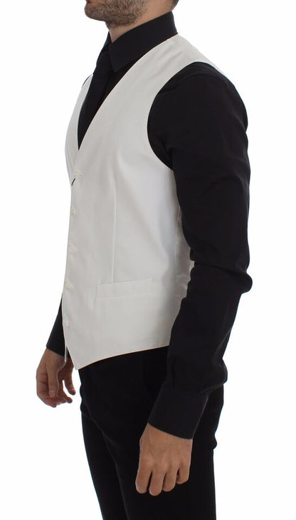 Blazer gilet in misto cotone e seta bianco