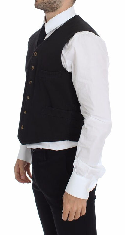 Blazer noir en coton et viscose