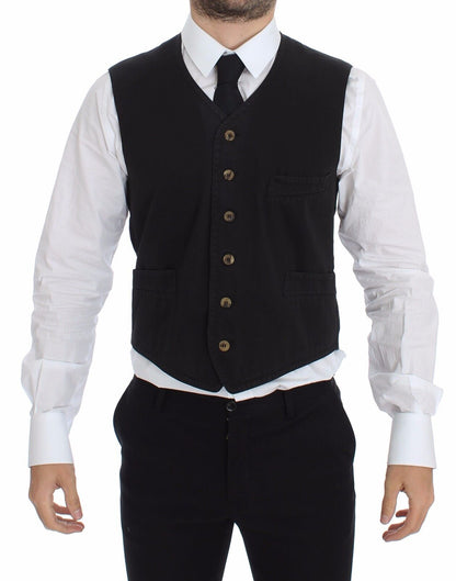 Blazer noir en coton et viscose