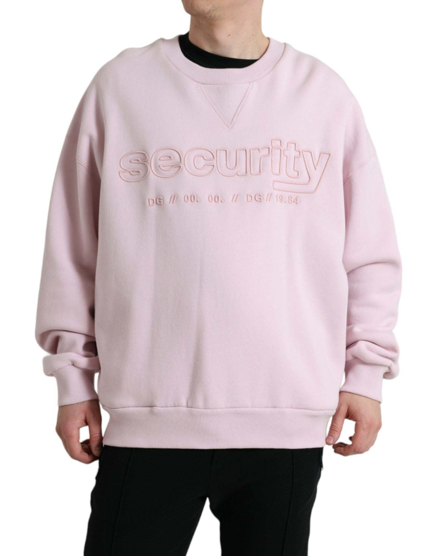 Maglione pullover girocollo ricamato rosa