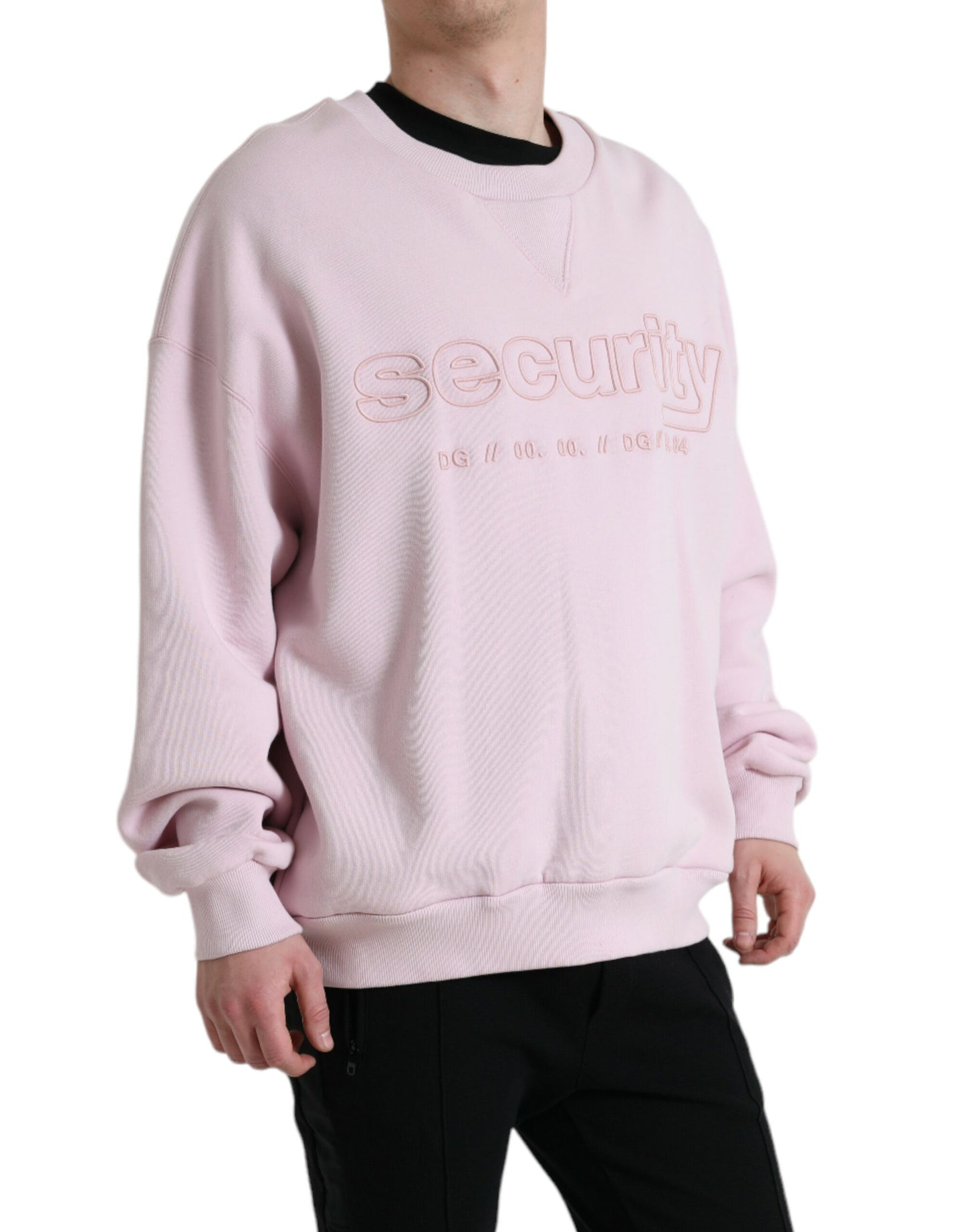 Eleganter rosa Rundhals-Logopullover