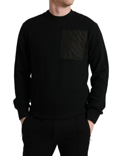 Maglione pullover da uomo girocollo in cotone nero