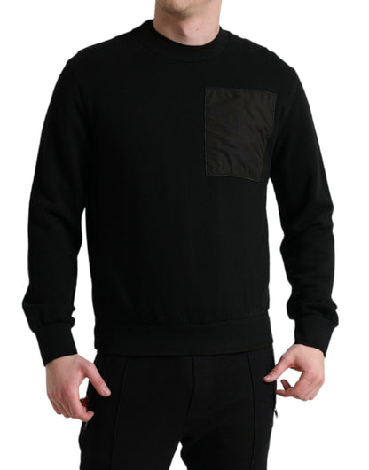 Maglione pullover da uomo girocollo in cotone nero