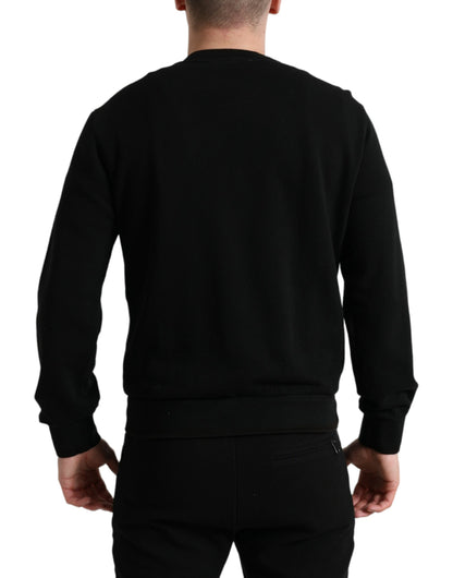 Maglione pullover da uomo girocollo in cotone nero