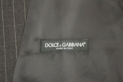 Dolce & Gabbana Elegant Gray Striped Dress Vest