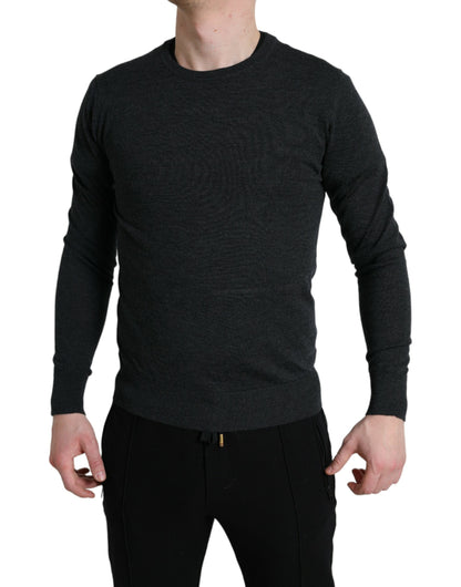 Maglione pullover girocollo in lana grigia