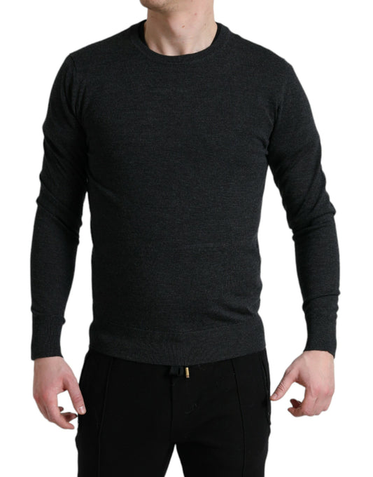 Maglione pullover girocollo in lana grigia